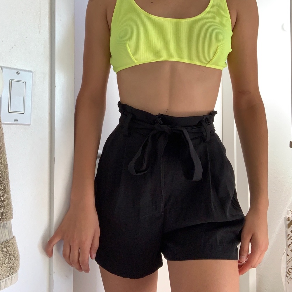 Black paper bag shorts